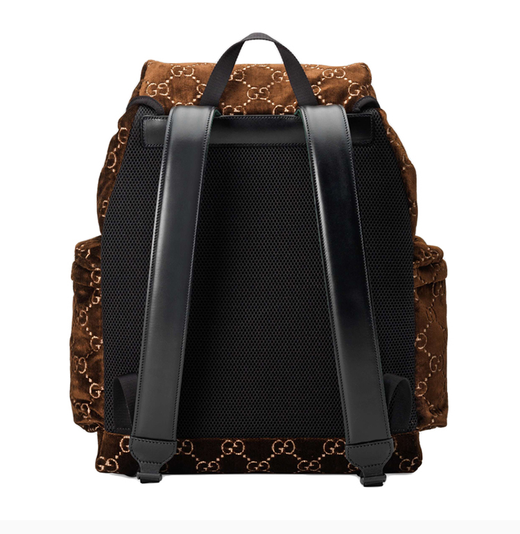 gucci/古驰 20春夏 男士女士通用中号经典logo双g提花天鹅绒双肩包
