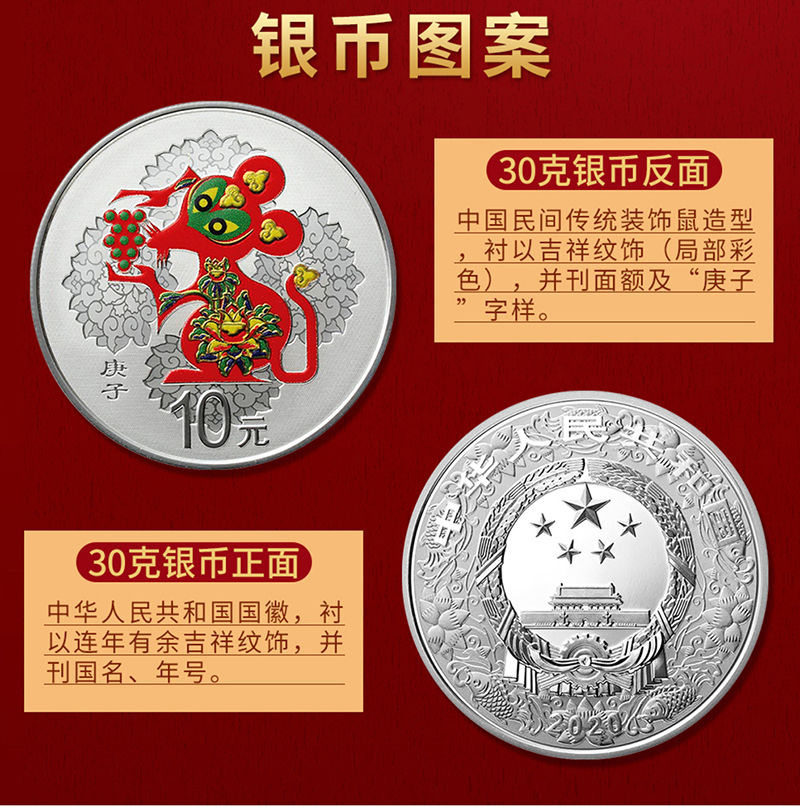 中艺堂 2020鼠年生肖金银纪念币鼠币生肖币