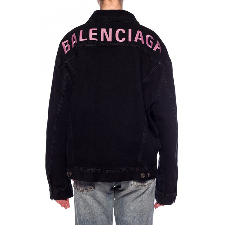 balenciaga/巴黎世家 2020早春新款粉色字母logo印花牛仔外套女士夹克