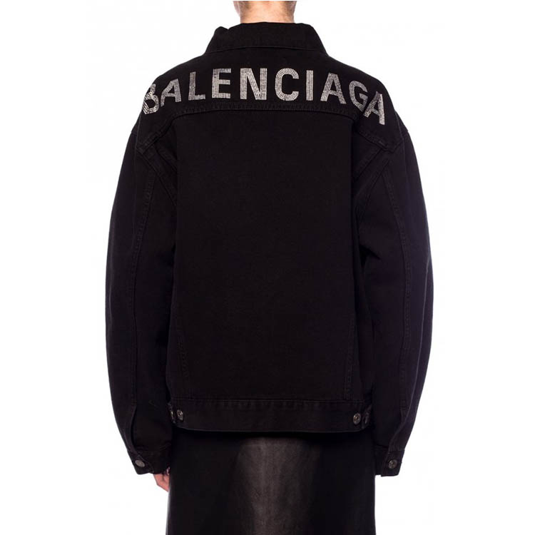 balenciaga/巴黎世家 2020早春新款字母logo牛仔外套女士夹克黑色