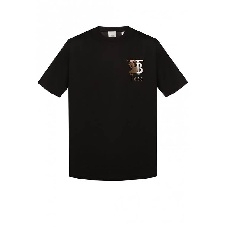 burberry/博柏利 2020早春新款纯色logo胸标棉质男士短袖t恤黑色