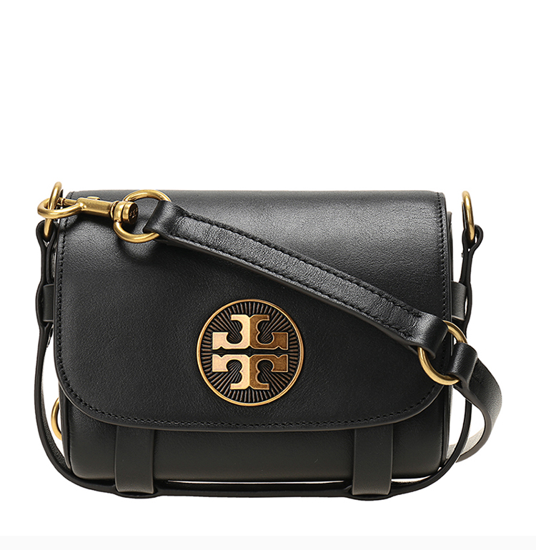 tory burch/汤丽柏琦 alastair系列 女士黑色牛皮标志金属logo单肩包