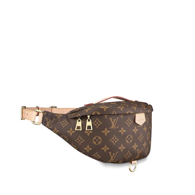louisvuitton/路易威登女士青年帆布/配皮女包bumbag老花双拉链腰包胸
