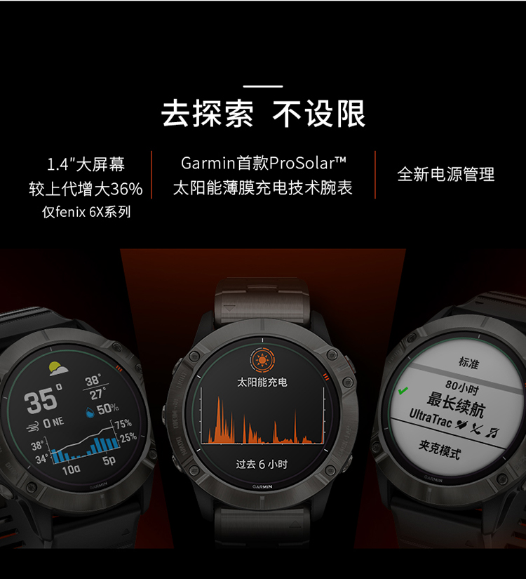 【旗舰款 太阳能】【国家攀岩队官方用表】garmin/佳明fenix6x pro