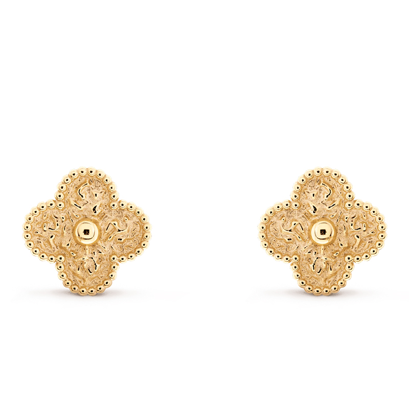 & arpels/梵克雅宝 经典vintage alhambra系列 18k金黄金四叶草耳钉 v
