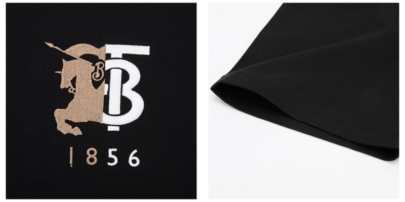 新款burberry博柏利黑色棉质经典字母图案装饰男士短袖t恤tb战马标志
