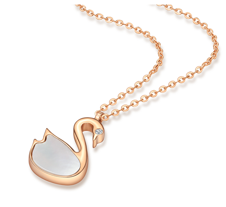 laomiaojewelry/老庙黄金18k玫瑰o字锁骨链细款精致天鹅颈链项链女
