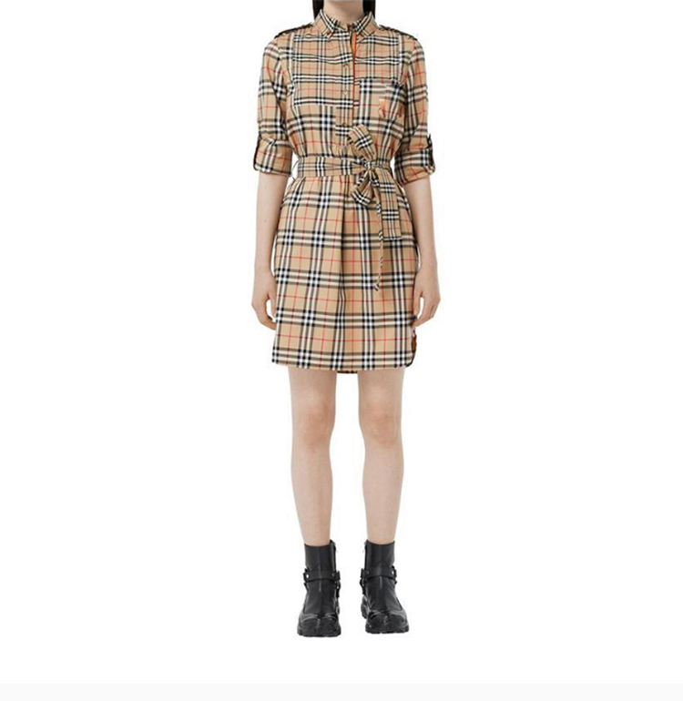 【包邮包税】burberry/博柏利 20春夏 女装 服饰 米色翻领经典logo格