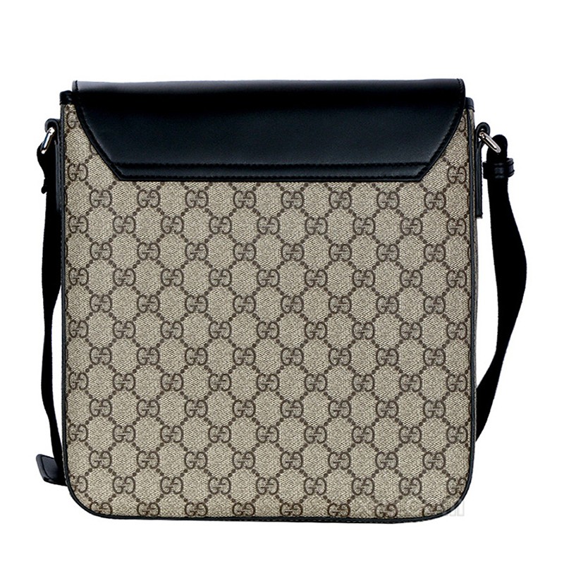 【包税包邮】gucci/古驰 男包 经典双g印花 男士米色翻盖帆布斜挎单肩