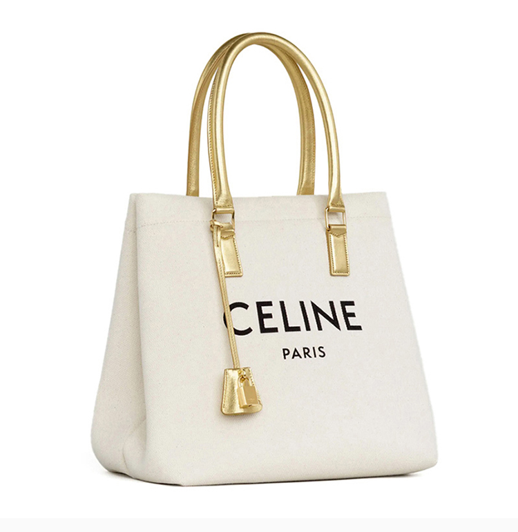 【包邮包税】celine/赛琳 20春夏 女士米白色小牛皮经典黑字logo 金扣