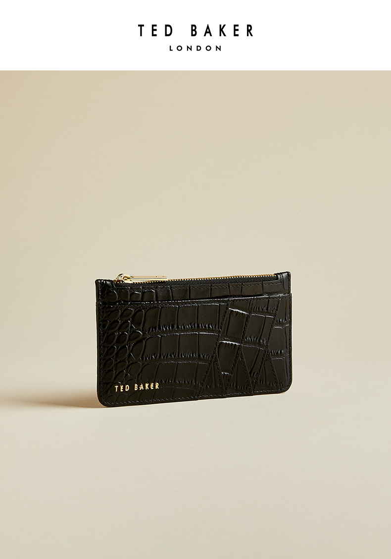 ted baker/ted baker钱包2020春夏新品 女士精美牛皮革鳄鱼纹零钱包卡