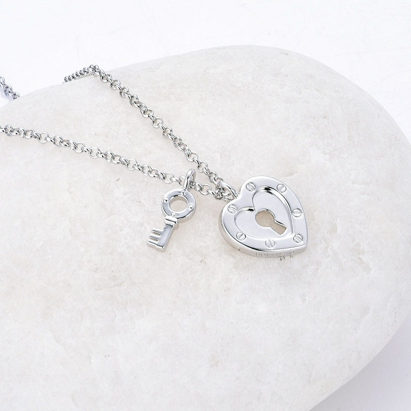 hot diamonds/hot diamonds 英国s925银 白色瑞士钻 简约爱心锁项链