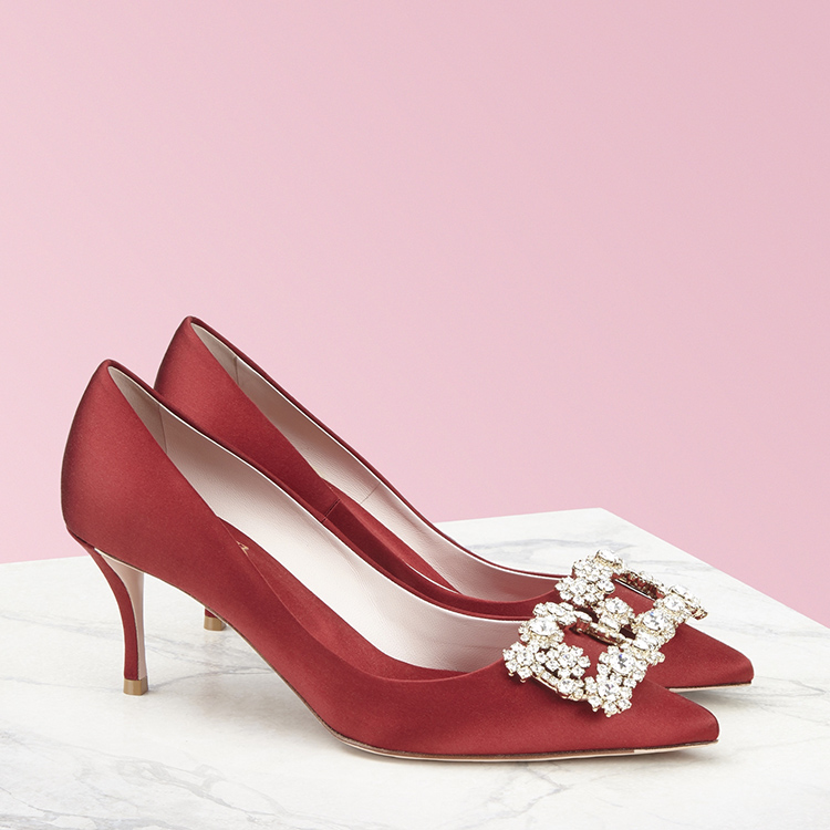 2020秋冬新品RogerVivier/罗杰·维维亚女士婚鞋晚宴FlowerStrass丝缎单鞋RVW41417620RS09994