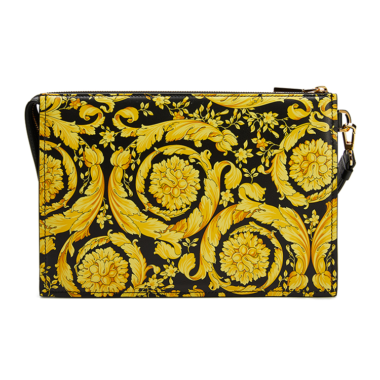 【20早秋】versace/范思哲 pre-fall2020 男士黑色底巴洛克印花牛皮革
