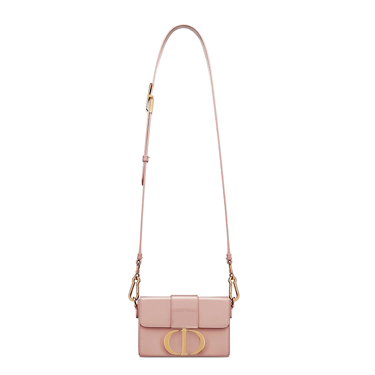 dior/迪奥 女包蒙田30黑色/粉色牛皮革金扣小方包翻盖包单肩斜挎包