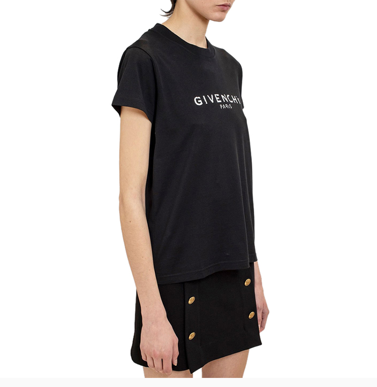 givenchy/纪梵希 20秋冬 黑色棉质logo印花女士短袖t恤