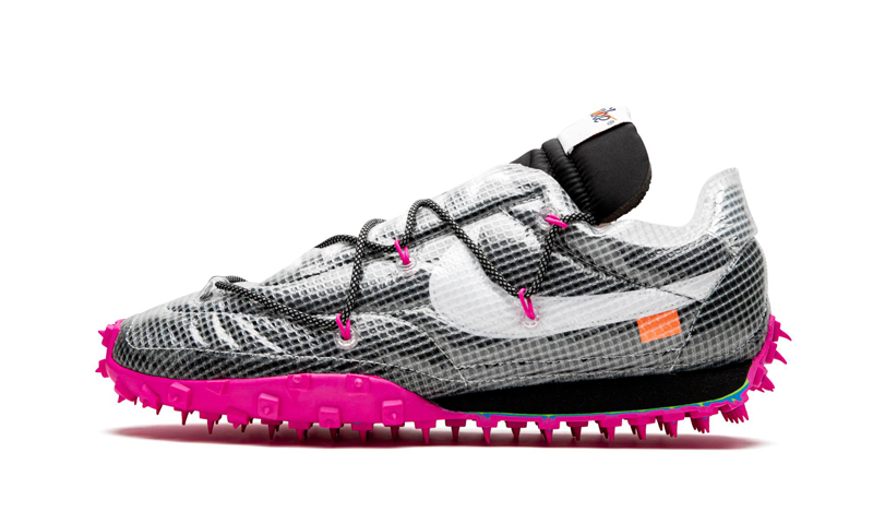 耐克 跑步鞋 off-white x nike waffle racer ow 黑粉紫 联名钉子跑鞋