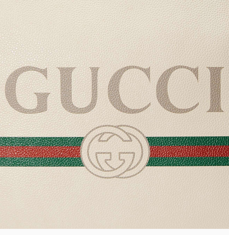 gucci/古驰 gucci print系列男女同款白色皮革标志性logo印花手拿包