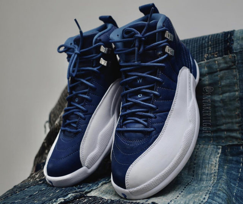 nike/耐克 air jordan 12 男女同款 aj12 黑曜石 靛青蓝 白蓝 情侣