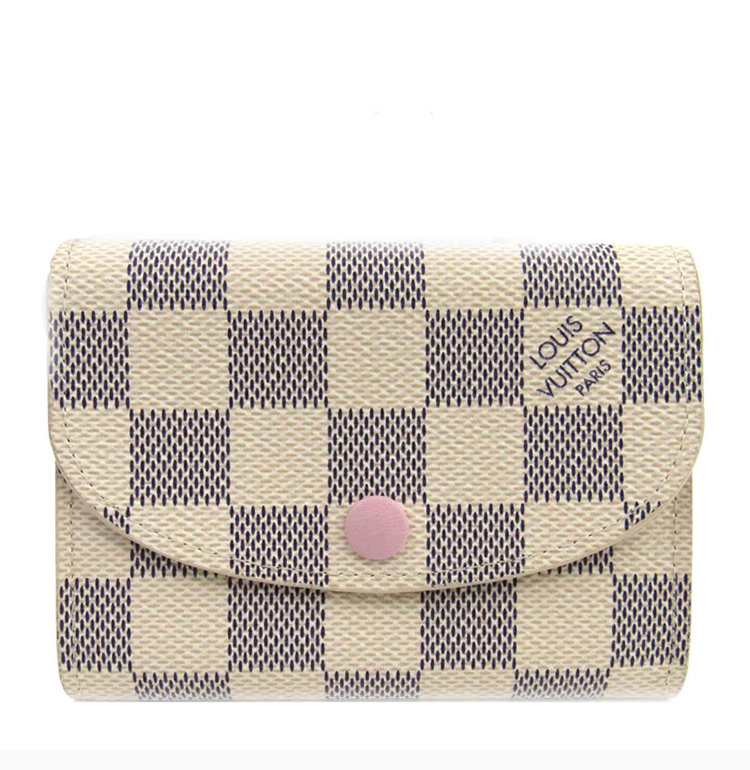 louis vuitton/路易威登 lv 【20秋冬新款】女士白色皮革格子短款钱卡