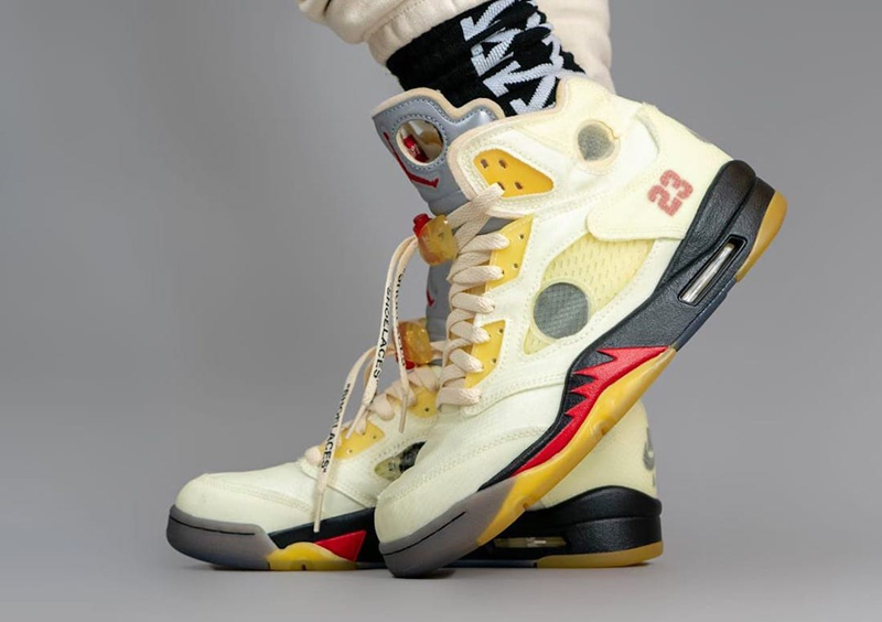 nike/耐克 off-white x air jordan 5 ow 男女同款 aj5 联名 白帆 米