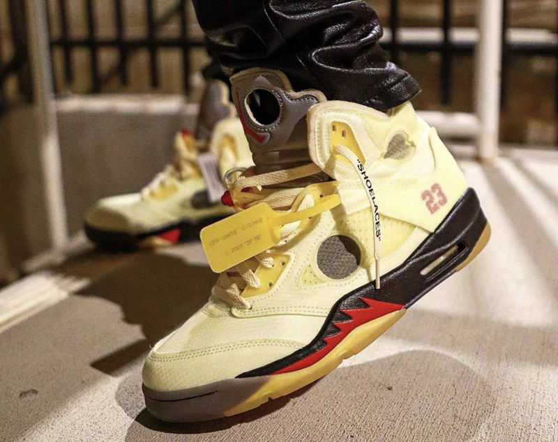 off-white x air jordan 5 ow 男女同款 aj5 联名 白帆 米白蝉翼 限量