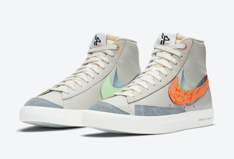 nike耐克 blazer mid 77 20秋冬 男款 开拓者 双钩 灰橙 沪上海限定