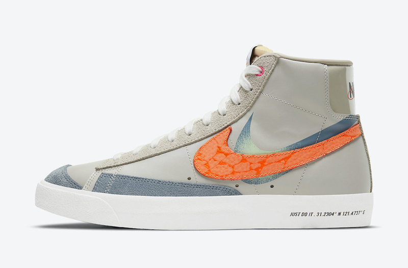 nike耐克 blazer mid 77 20秋冬 男款 开拓者 双钩 灰橙 沪上海限定