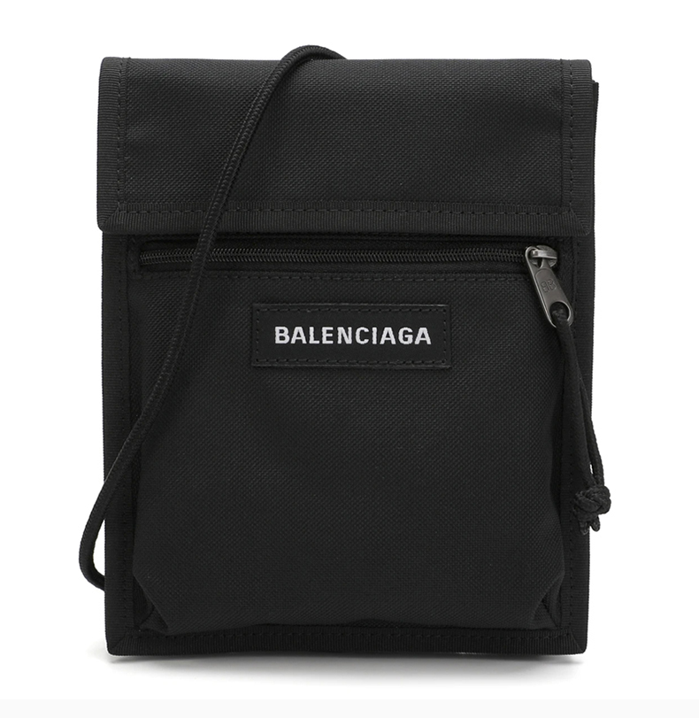 balenciaga/巴黎世家 男士黑色尼龙经典字母徽标印花单肩包斜跨包男包