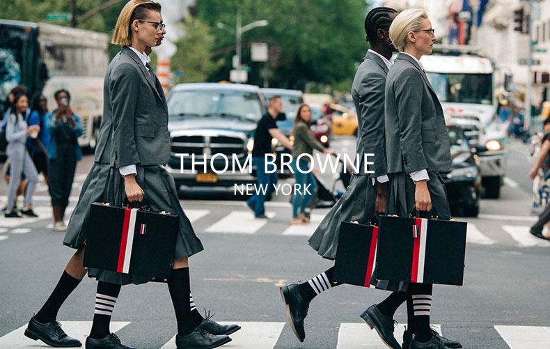 【国内现货】【20秋冬】thombrowne/thombrowne男士锦纶/牛皮革条纹