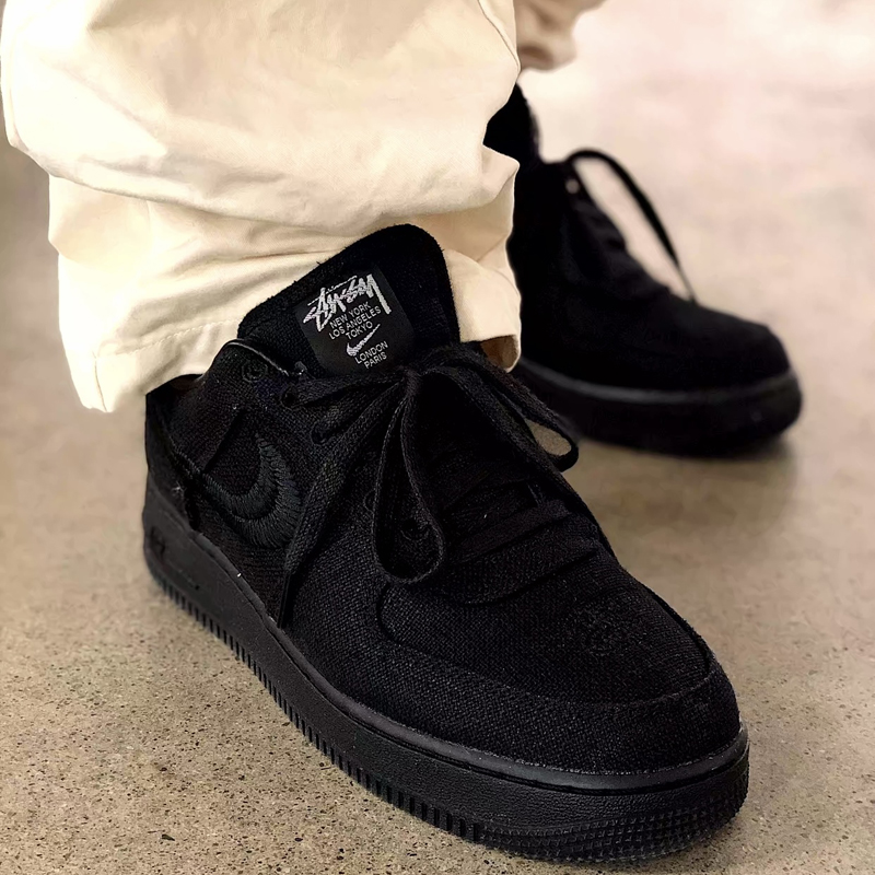 air force 1 af1 x stussy 联名 男女同款 黑武士 麻布 空军一号 板鞋