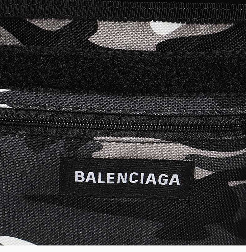 balenciaga/巴黎世家 男士黑白灰拼色再生尼龙迷彩印花字母徽标贴饰单