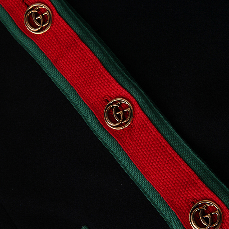 gucci/古驰 经典双g 红绿条纹 系扣女士大衣外套 518064 zhw0