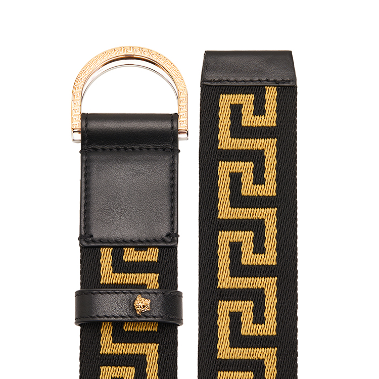 【21春夏】ss21 versace/范思哲 男士 黑色希腊回纹缎带腰带【官方