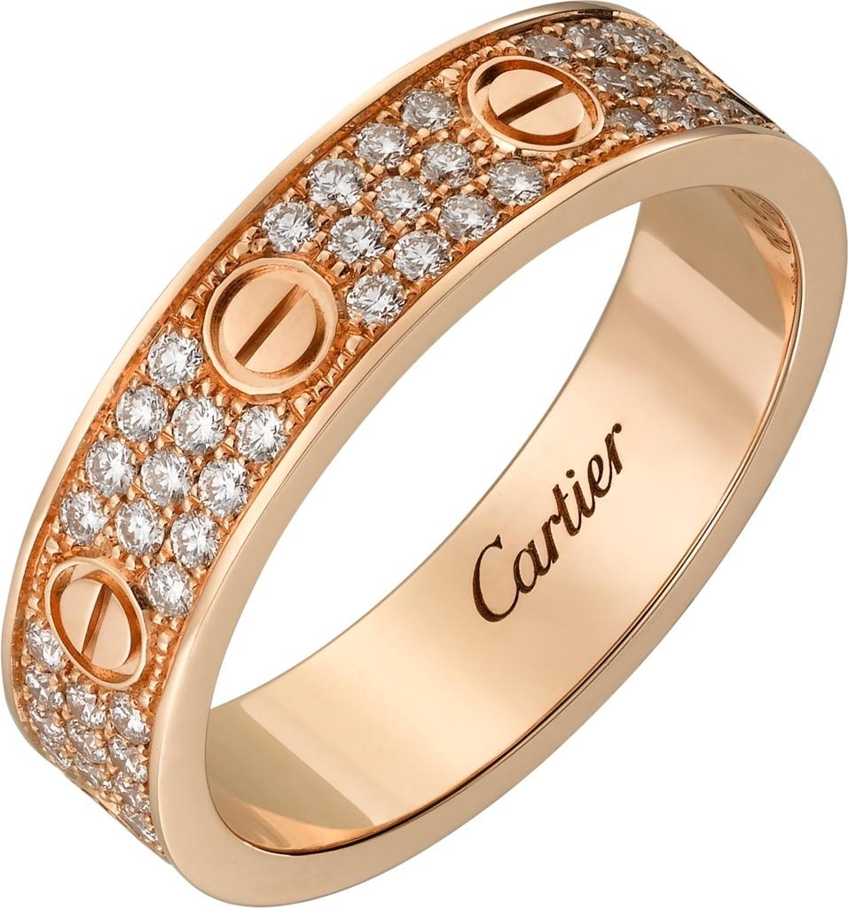 【包邮包税】 cartier 21年春夏 男士 戒指 love结婚对戒,铺镶钻石 b