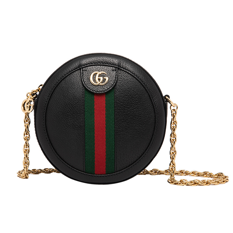 gucci/古驰 ophidia系列 女士黑色gg圆形迷你时尚百搭单肩斜挎包