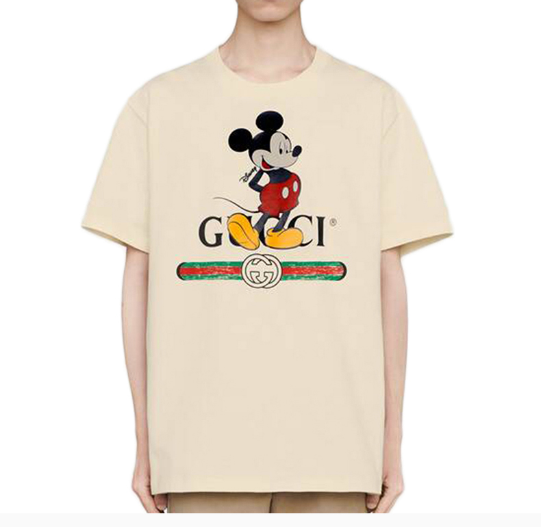 古驰 disney x gucci联名款 男装 服装 棉质米奇图案印花 男士短袖t恤