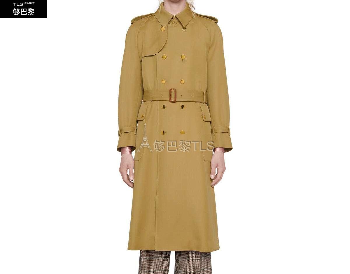 gucci古驰 21年春夏 男士 饰gucci boutique标签羊毛风衣 624417 zae