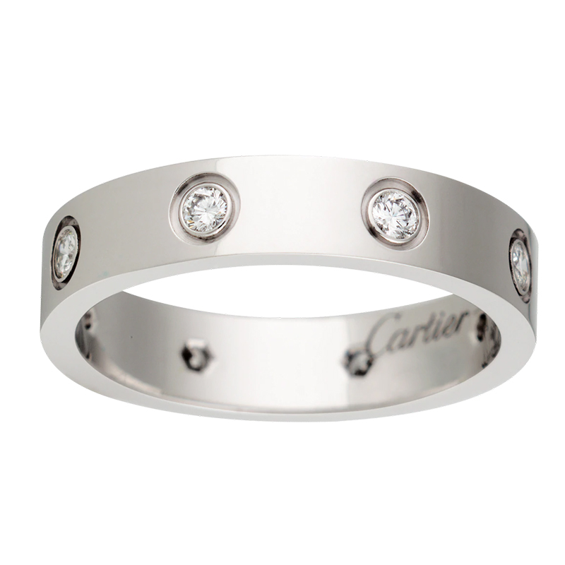 【包税】cartier/卡地亚 经典款 love 18k金白金钻石结婚戒指镶嵌8颗