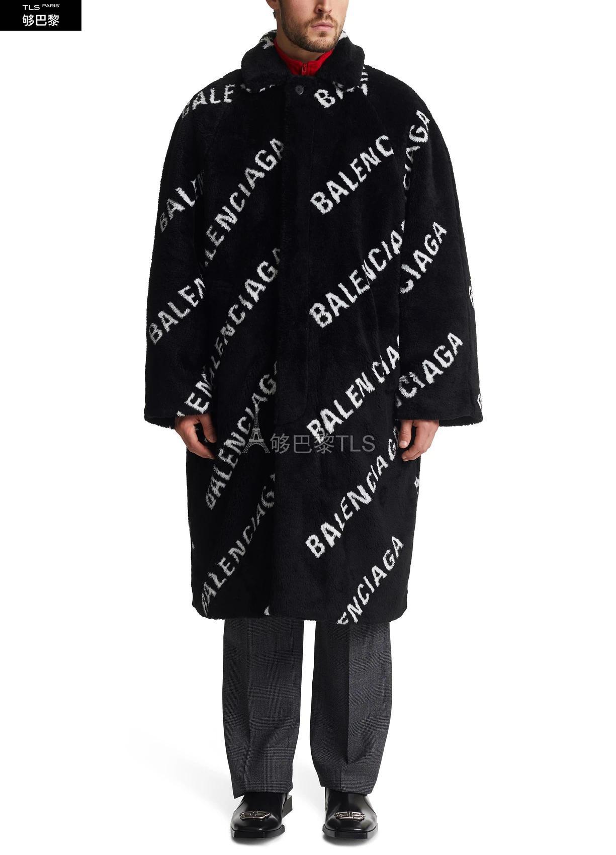 【包邮包税】 balenciaga巴黎世家 21年春夏 男士 大衣 logo 人造毛皮