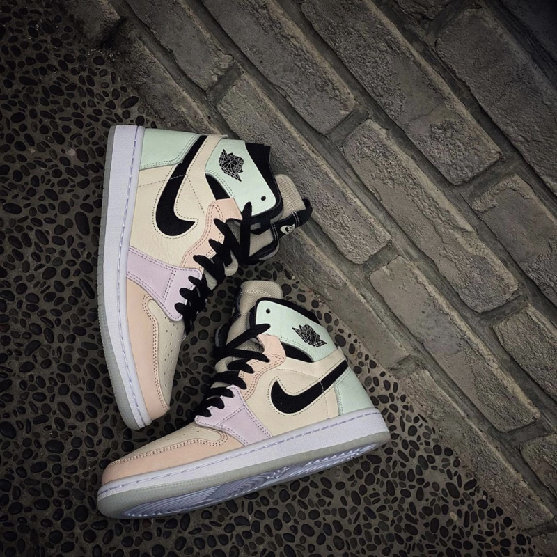 nike/耐克 air jordan 1 zoom 男女同款 aj1 马卡龙 粉绿紫彩色接拼