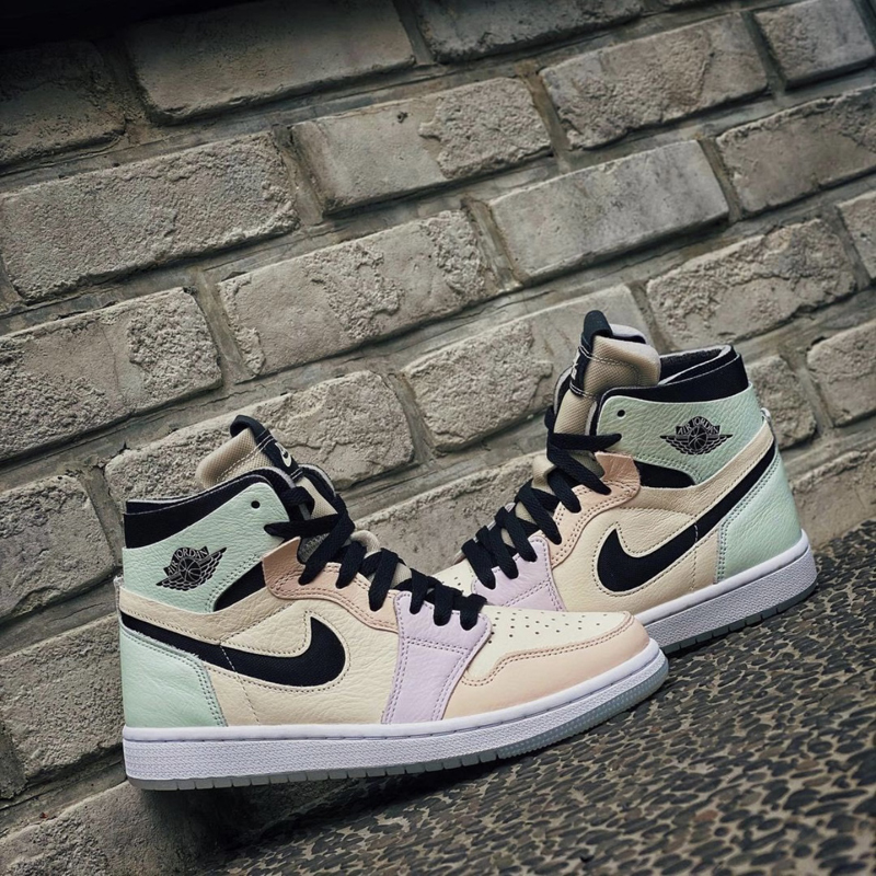 nike/耐克 air jordan 1 zoom 男女同款 aj1 马卡龙 粉绿紫彩色接拼