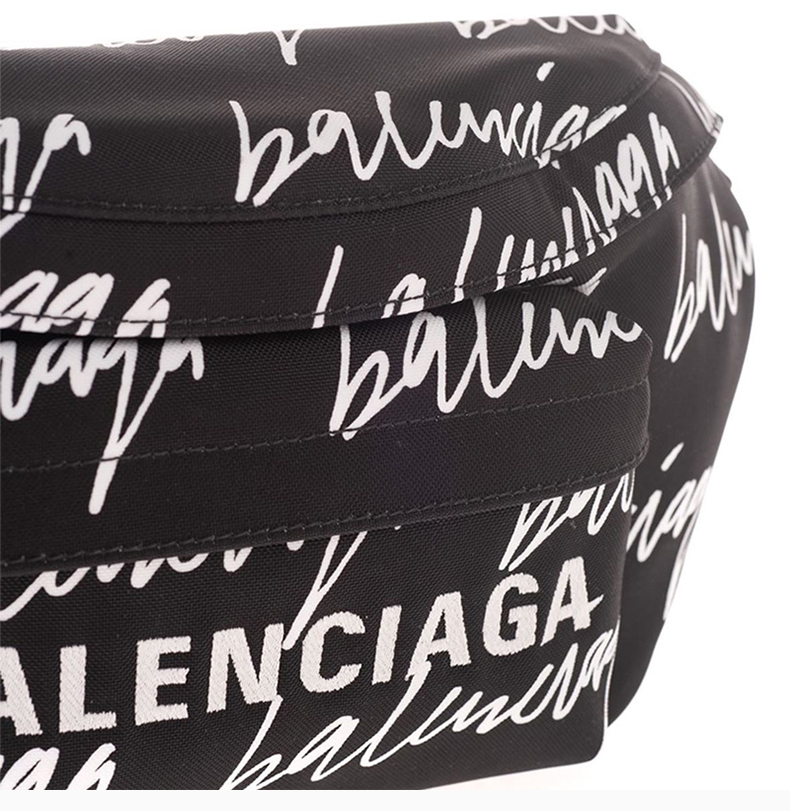 【包税】balenciaga/巴黎世家 男士黑色聚酯纤维经典字母徽标涂鸦印花