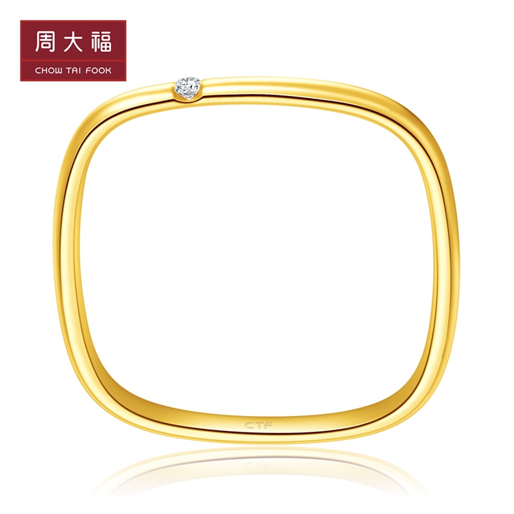 chow tai fook/周大福17916系列22k金钻石小方戒戒指钻戒ce63534