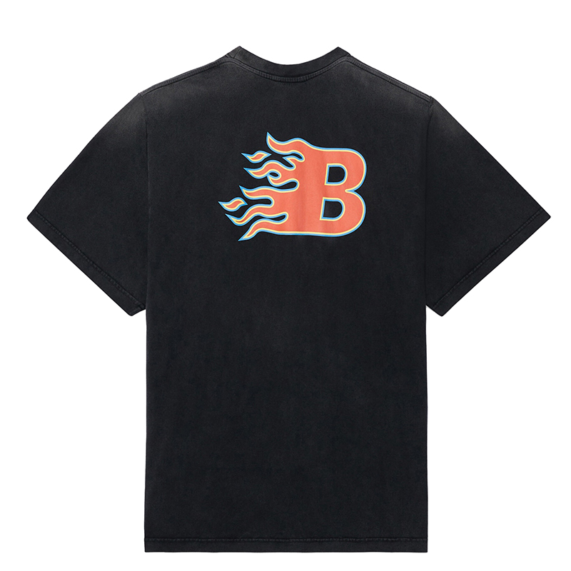【包税】balenciaga/巴黎世家 2021年新款 男士黑色棉质火焰t恤656978