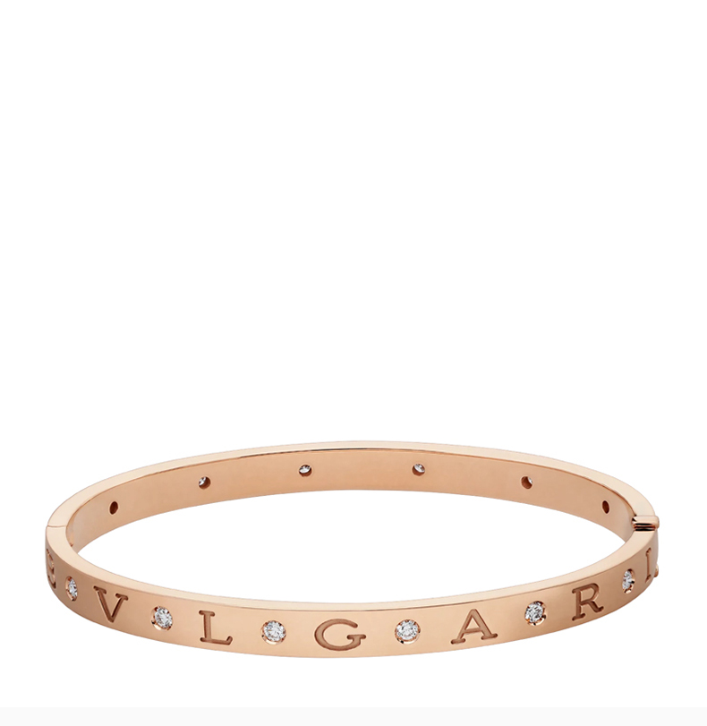 bvlgari/宝格丽 bvlgari bvlgari系列 女士玫瑰金色18k金手镯镶12颗