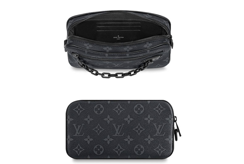 【包税】louis vuitton/路易威登 男士男包黑色系老花 经典volga 链条