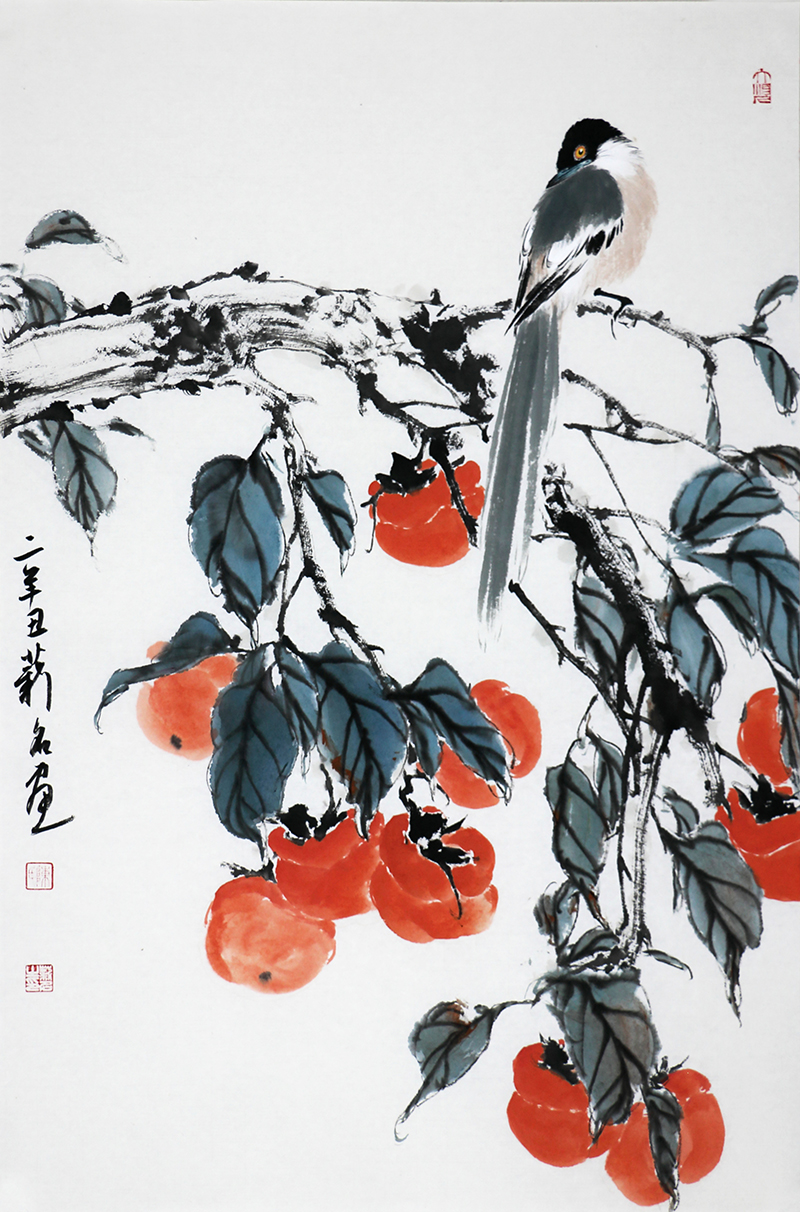 秒杀/中国美术家协会会员陈薪名 国画花鸟《喜事连连》/45x68cm/传统