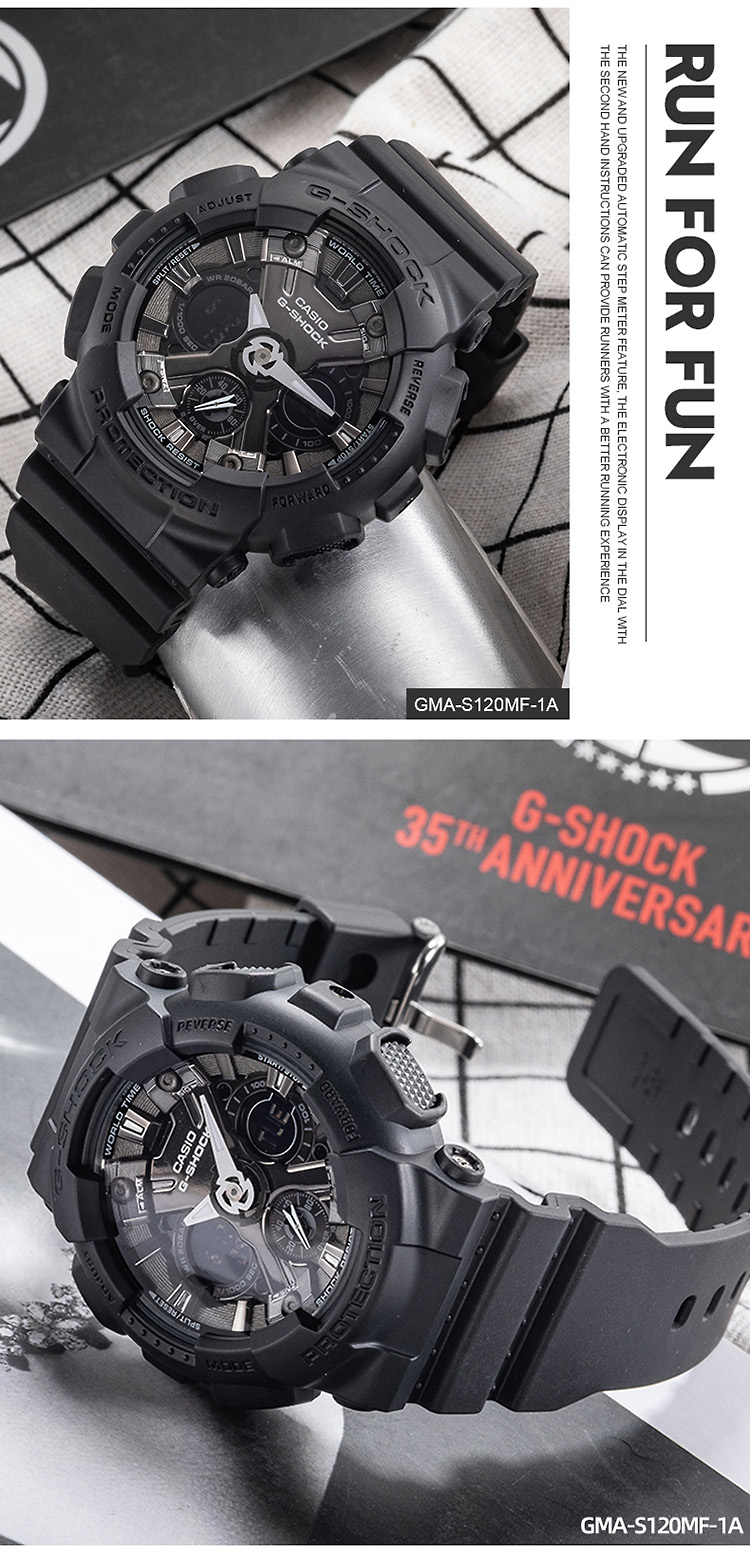 casio/卡西欧 g-shock系列双显时尚运动防水女表gma-s120mf-1apr