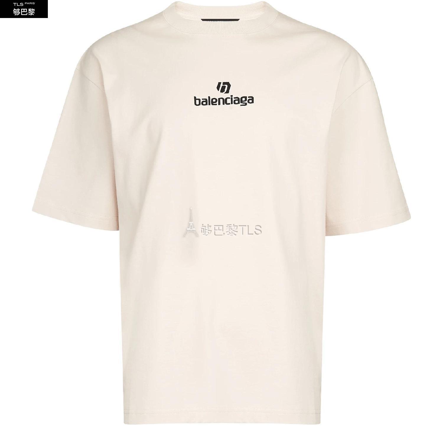 【包邮包税】 BALENCIAGA巴黎世家 21年春夏 男士 短袖T恤 Sponsor 复古针织衫 BALP77Q7WHT 预定商品1-3周发货